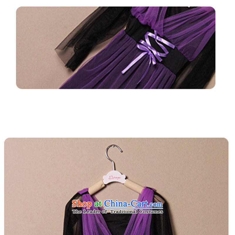 The girl child Halloween costume witch kit gauze witch clothing masquerade clothing purple does not include the broom to adjust 140cm, 130cm leather case package has been pressed shopping on the Internet