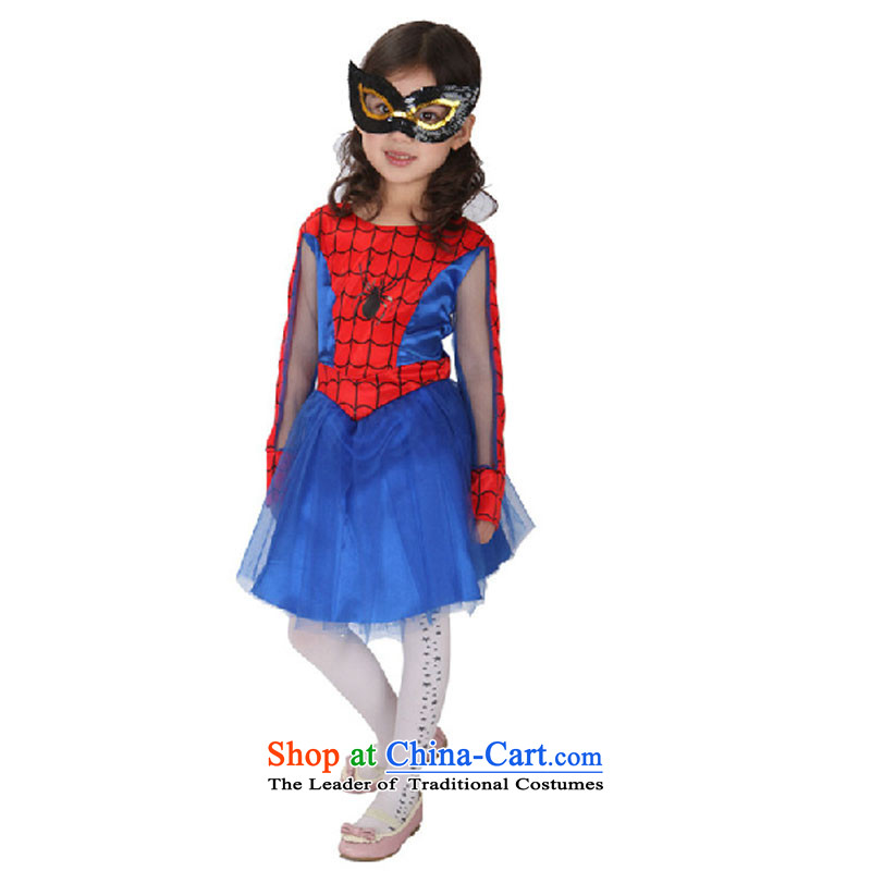61 Children Halloween costumes female spider woman dress toner silver eye shield princess service pack blue packaged 120cm-130, adjustable leather case package has been pressed shopping on the Internet