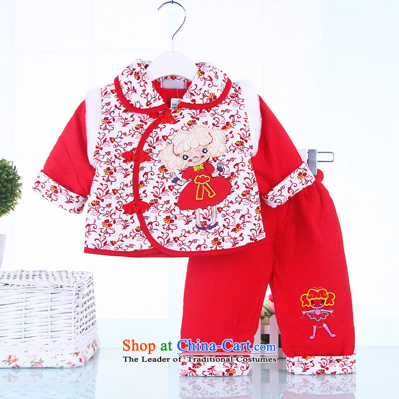 Tang Dynasty children girls Fall/Winter Collections qipao Tang dynasty infant under the age of children's wear dresses baby festive New Year Kit red 80, small and Dodo xiaotuduoduo) , , , shopping on the Internet