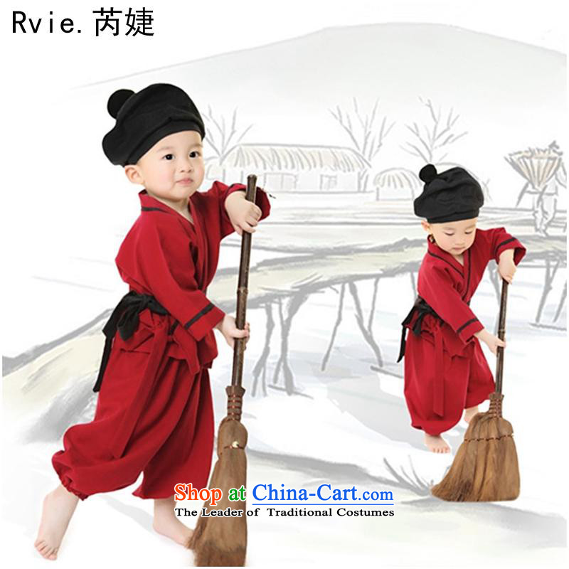 Child wets costume show services early childhood Tang Bo Hu model and Butler Show Photographic Han-scholar, the service Red 90cm