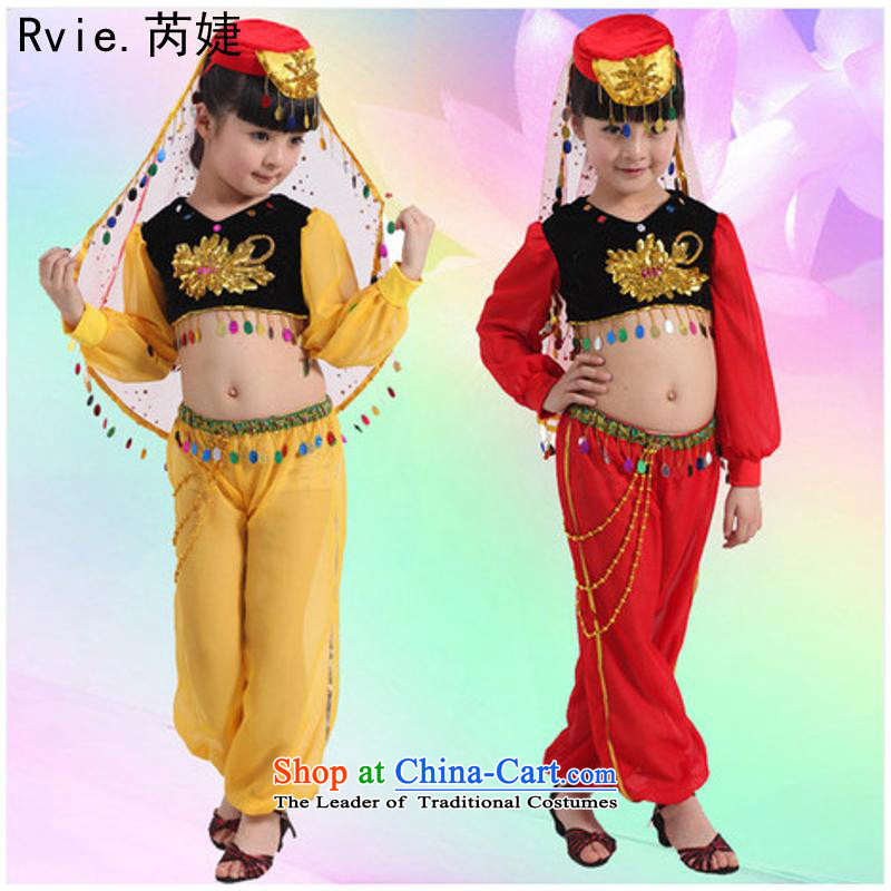 The Factory Outlets 61 children will wholesale less sons and daughters' Indian dance Xinjiang Azerbaijan stage performances with yellow 140cm, clothing, , , , shopping on the Internet