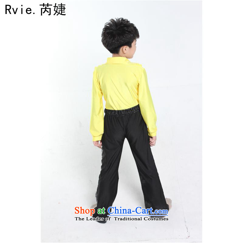 The boy Latin dance practitioners wearing the new children fall with long-sleeved Latin dance performances service kit costumes and black and involved (rvie. 140cm,) , , , shopping on the Internet