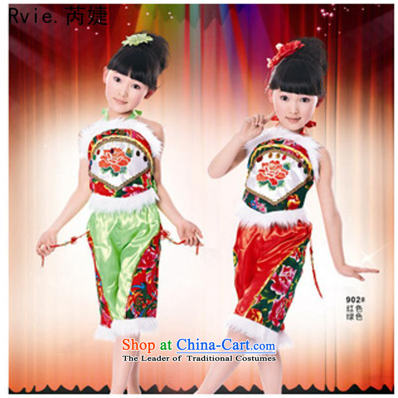 61. Children Dance Performance by the kindergarten pupils skirt costumes sheikhs janggu yangko Maomao publicity related sets of green 120cm, Lok (leyier under) , , , shopping on the Internet
