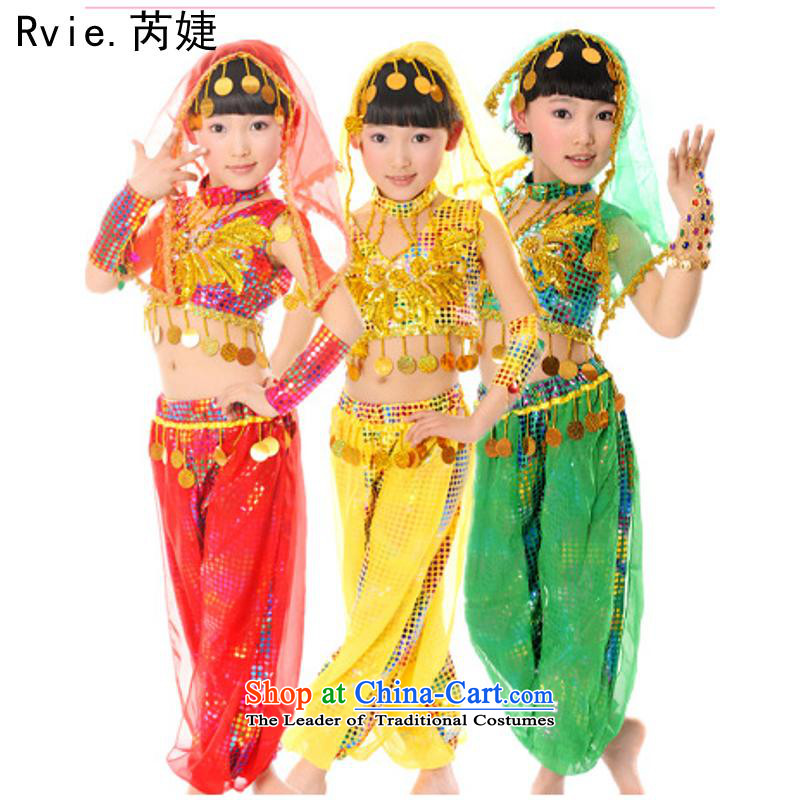 61. Children will rarely sons and daughters' Indian dance Xinjiang Azerbaijan theatrical performances clothing green 140cm