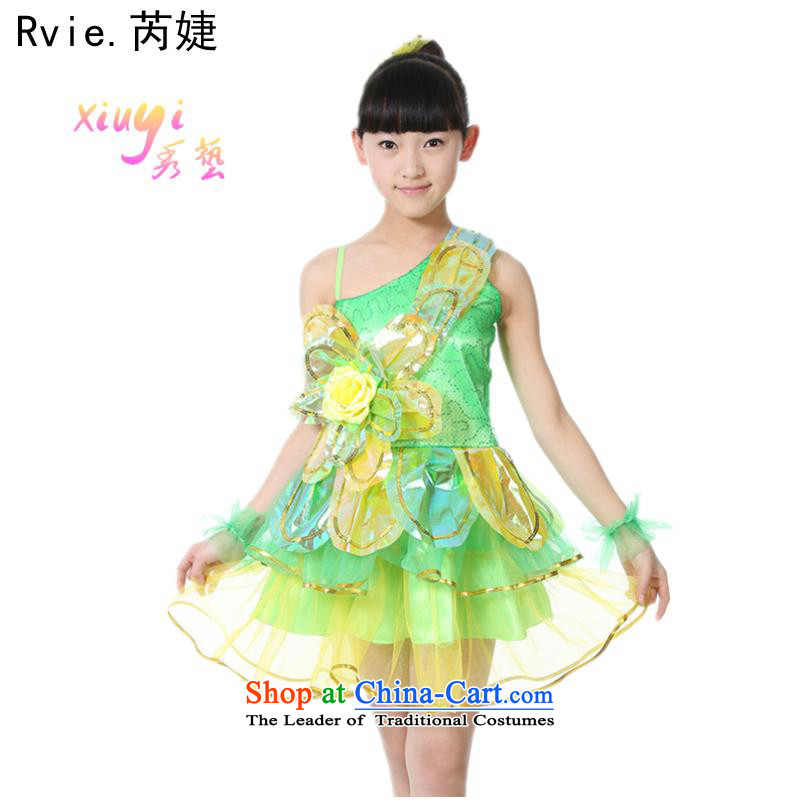 61. Children will come on-chip dress that early childhood moderator bon bon skirt princess skirt Shao Er stage costumes Show services in accordance with the American, yellow 130cm, leyier (shopping on the Internet has been pressed.)