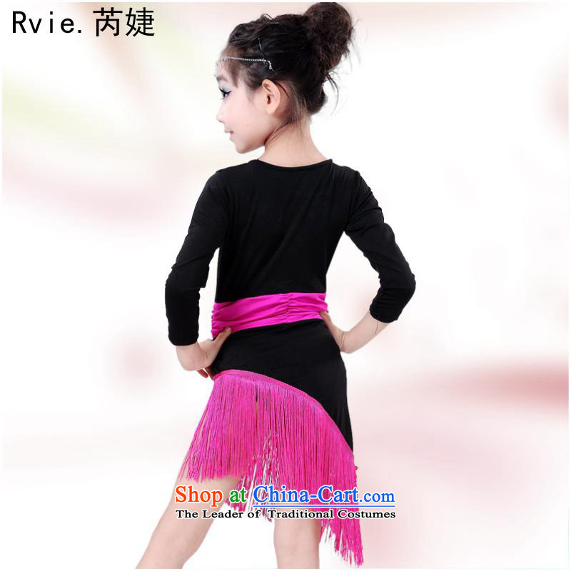 The new children serving Latin dance girls long-sleeved practitioners skirt autumn and winter, square Dance Dance Shao Er stage precisely in red below isocenter services