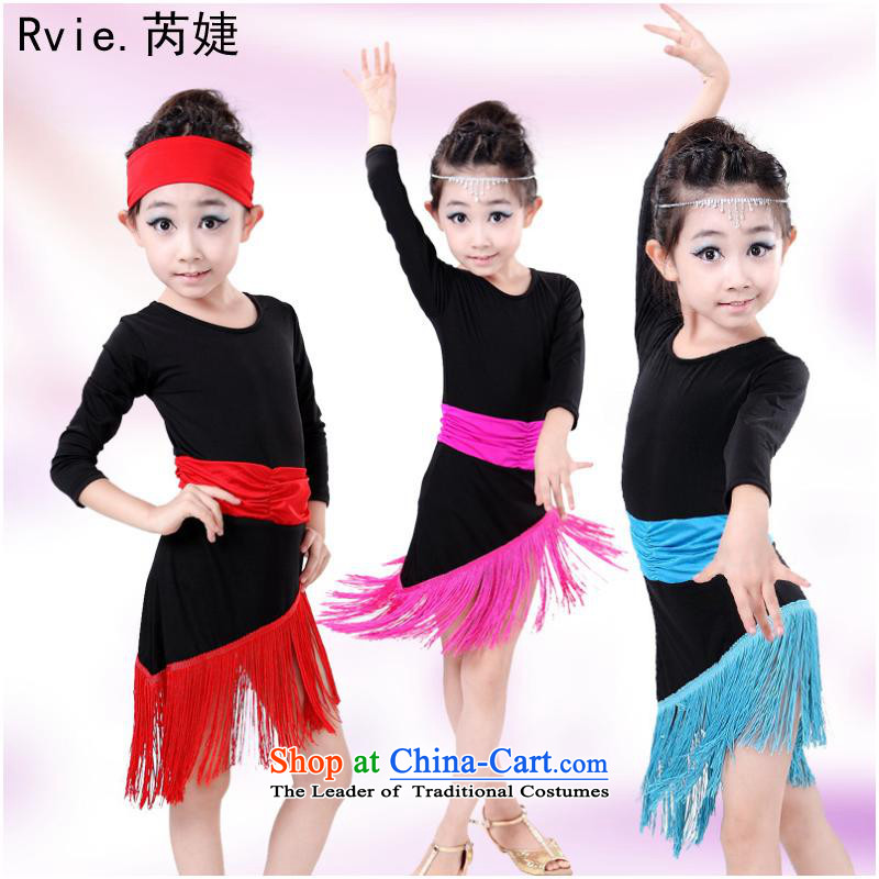The new children serving Latin dance girls long-sleeved practitioners skirt autumn and winter, square Dance Dance Shao Er stage precisely the red 120cm, services and Jie (rvie.) , , , shopping on the Internet