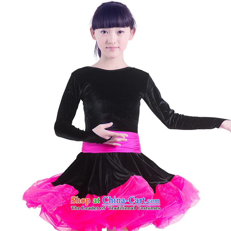 America than M Leung children of autumn and winter Latin dance wearing the new children's latin long-sleeved Latin dance skirt Girls contest costumes of red 160 Lok Kei (LEBIMIQI than m) , , , shopping on the Internet