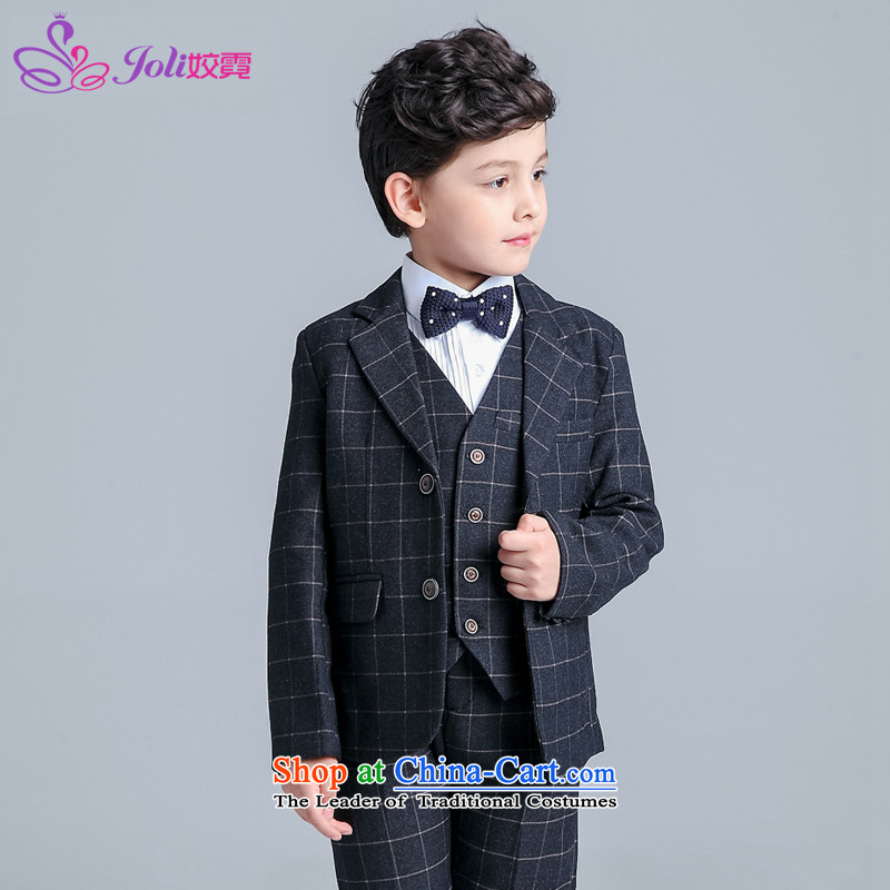 The boy will dress Kit Flower Girls dress suit male children, a leisure suit and black checkered kit 4?160