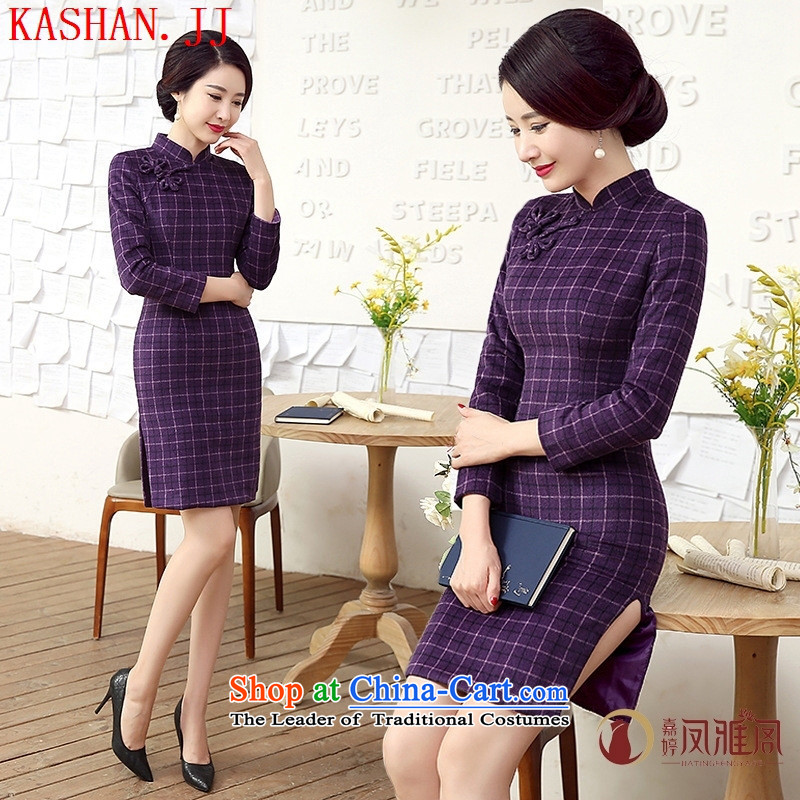 Mano-hwan's 2015 autumn and winter trendy new classic plaid wool?   long-sleeved cheongsam dress retro- L, Susan Sarandon Zaoyuan (KASHAN.JJ card) , , , shopping on the Internet