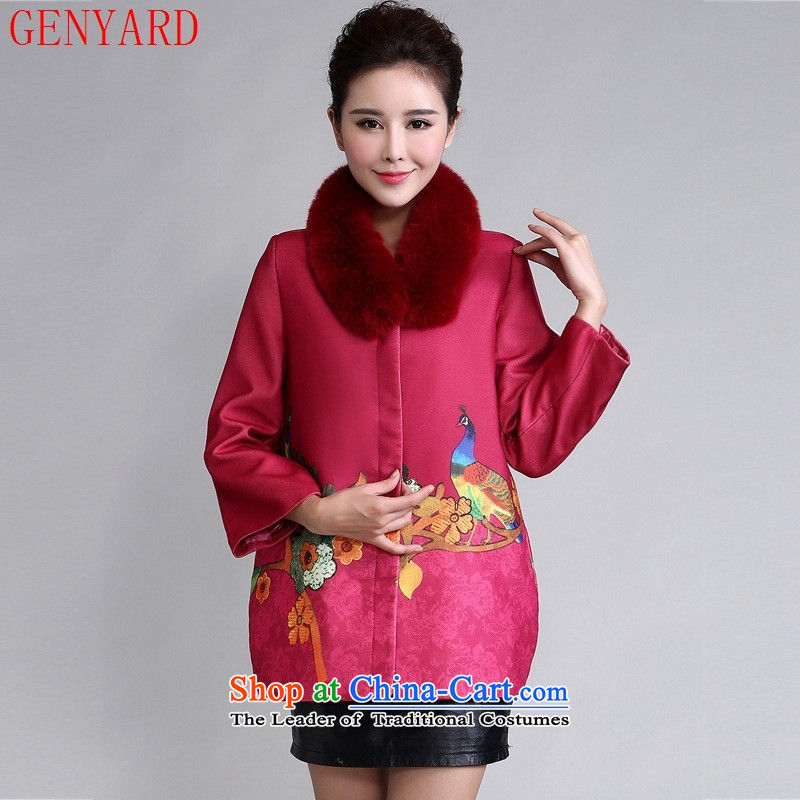 The fall in the new GENYARD2015 older peacock stamp jacket mother casual jacket in red stamp?XL