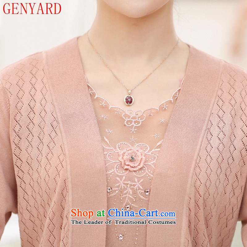 In the number of older women's GENYARD2015 autumn Knitted Shirt with autumn shirt middle-aged mother two kits pink XL,GENYARD,,, shopping on the Internet