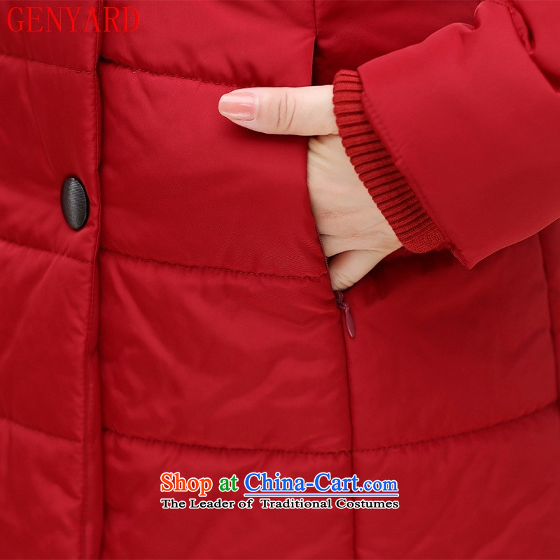 Genyard2015 autumn and winter in the new age with cap thick cotton clothing warm comfortable cotton casual mother red XXXL,GENYARD,,, shopping on the Internet