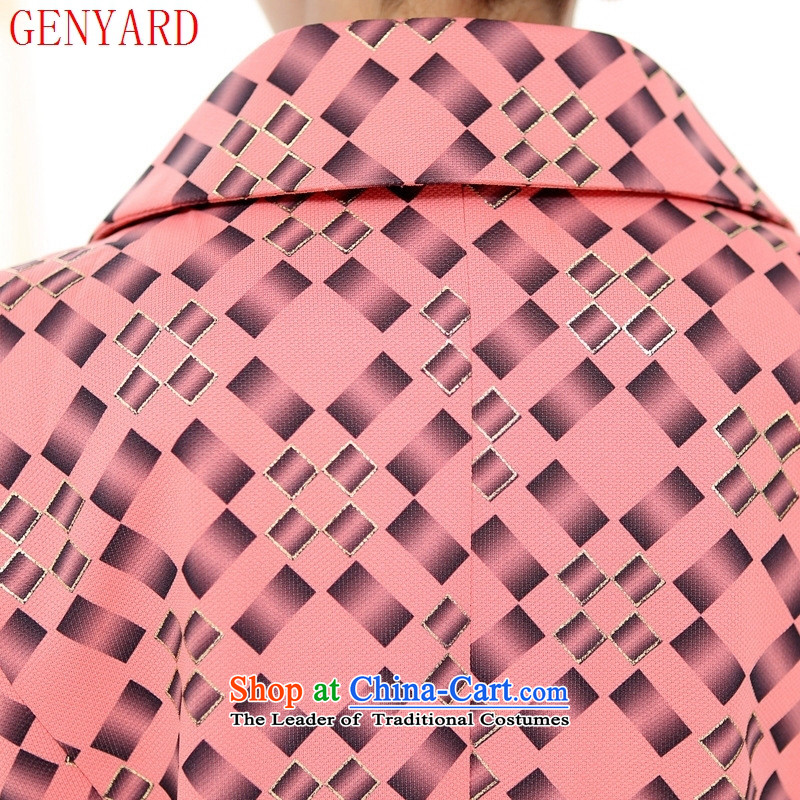 The fall in the new GENYARD2015 casual clothes stylish mother older replacing stamp lapel jacket pink XL,GENYARD,,, shopping on the Internet