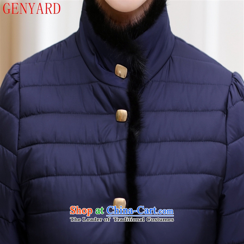 Genyard2015 autumn and winter new elderly lace Mock-Neck Shirt thoroughly warm comfortable cotton mother casual blue XXL,GENYARD,,, shopping on the Internet