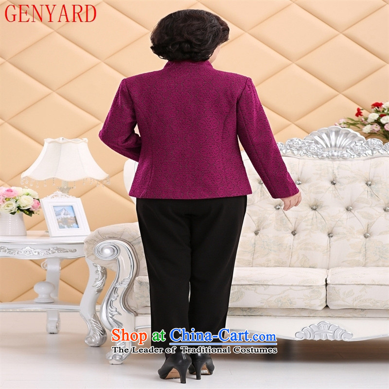 The spring and autumn jacket female new GENYARD2015 ethnic upscale embroidery? the elderly in the jacket gross mother blue XXL,GENYARD,,, shopping on the Internet
