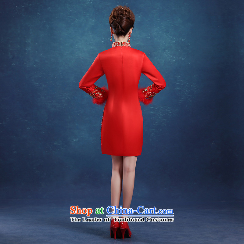 Toasting champagne bride services 2015 New Red Qipao Length of Sau San wedding dress thickened long-sleeved Chinese female autumn and winter , L Chengjia Red True Love , , , shopping on the Internet