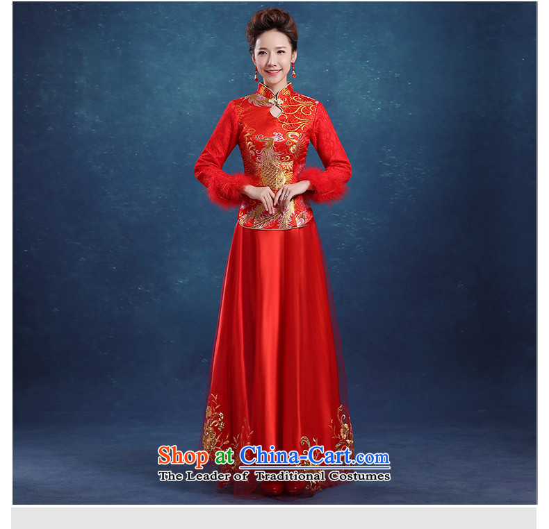 2015 new bride wedding dress CHINESE CHEONGSAM red long service to the dragon use soo drink wo service of autumn and winter RED M picture, prices, brand platters! The elections are supplied in the national character of distribution, so action, buy now enjoy more preferential! As soon as possible.