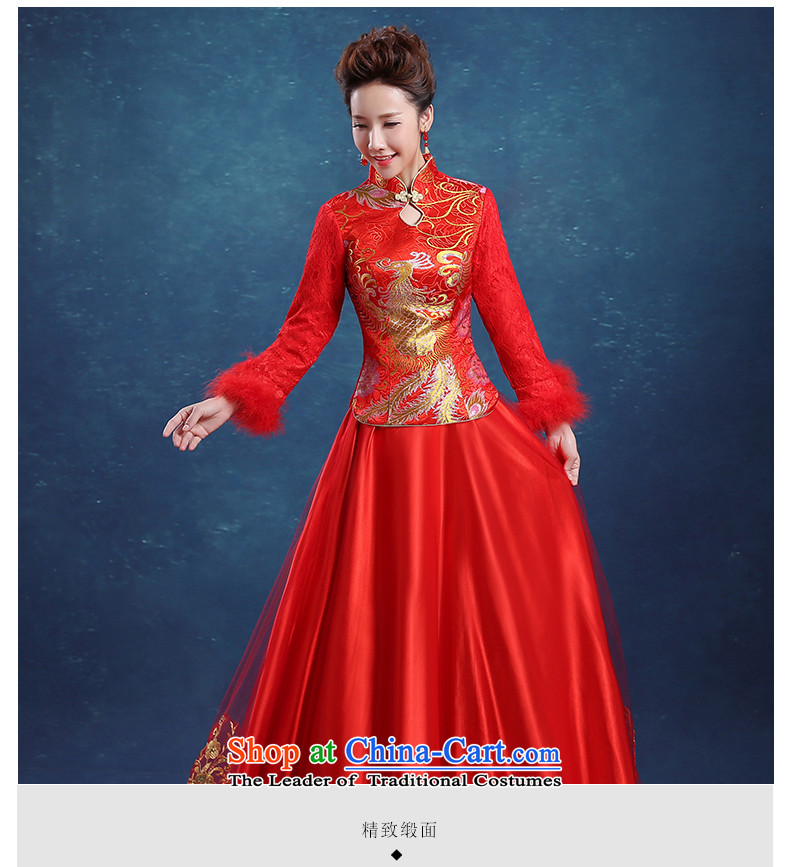 2015 new bride wedding dress CHINESE CHEONGSAM red long service to the dragon use soo drink wo service of autumn and winter RED M picture, prices, brand platters! The elections are supplied in the national character of distribution, so action, buy now enjoy more preferential! As soon as possible.