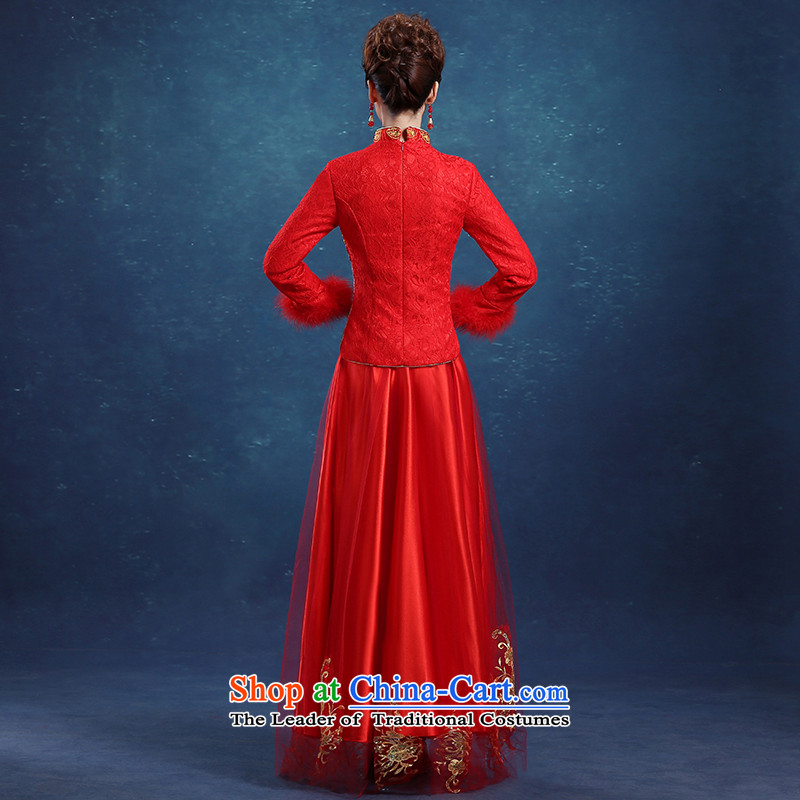 2015 new bride wedding dress CHINESE CHEONGSAM red long service to the dragon use soo drink wo service of autumn and winter RED M Chengjia True Love , , , shopping on the Internet