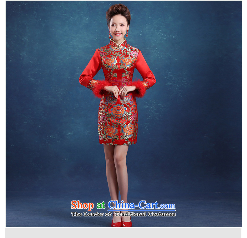 The knot true love bows of qipao short service 2015 autumn and winter new bride wedding dress long-sleeved red cheongsam red S stylish pictures, prices, brand platters! The elections are supplied in the national character of distribution, so action, buy now enjoy more preferential! As soon as possible.