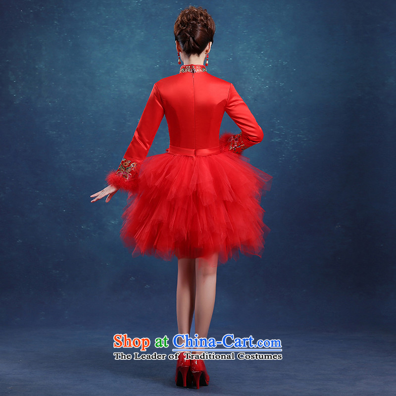 The knot true love bows of qipao short service 2015 autumn and winter new bride wedding dress long-sleeved red cheongsam RED M, stylish Chengjia True Love , , , shopping on the Internet