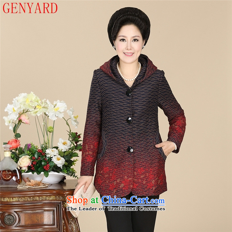 New Leisure autumn GENYARD mother jackets and stylish with cap in the stamp of older women's jacket patterns 2 increase XXXL,GENYARD,,, shopping on the Internet