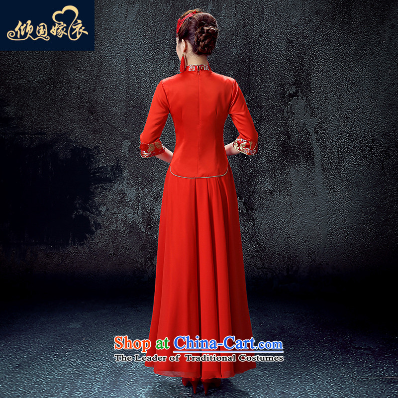 Red bows service bridal dresses Fall/Winter Collections Of Chinese wedding dress 2015 new long large stylish wedding dress red XL, dumping of wedding dress shopping on the Internet has been pressed.