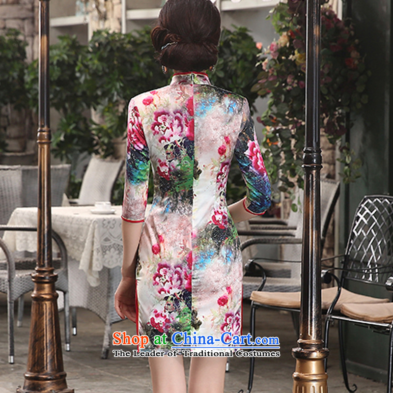 Yuan of rendering the new cheongsam dress with retro improved qipao autumn dresses daily 7 women of ethnic cuff cheongsam dress ZA3S07 picture color pixel YUAN YUAN XL, SU) , , , shopping on the Internet