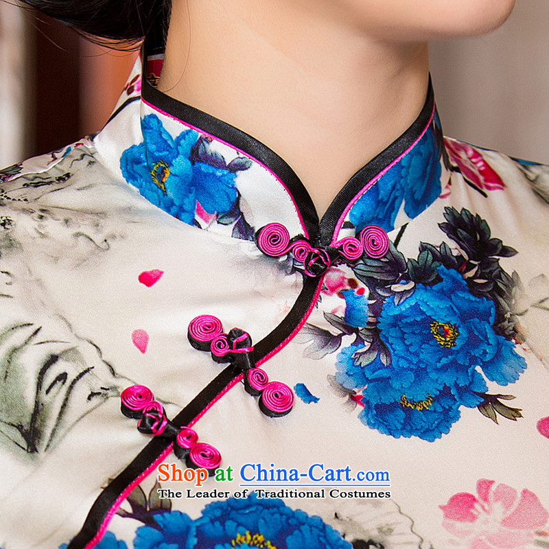 Yuan of blue Lotus 2015 heavyweight Silk Cheongsam with retro style Ms. Qiu improved cheongsam dress silk cheongsam dress HY6086 new picture color pixel YUAN YUAN S, SU) , , , shopping on the Internet