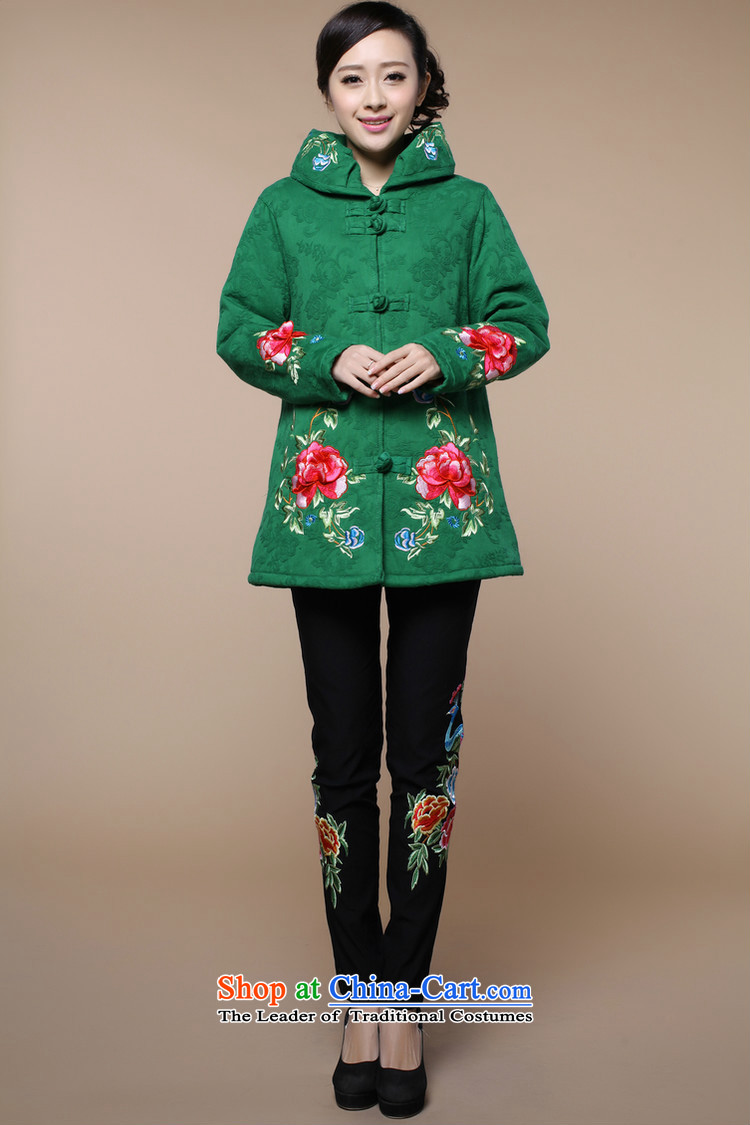 2015 winter clothing new retro embroidery Tang dynasty cotton linen in long cotton coat jacket female green XL Photo, prices, brand platters! The elections are supplied in the national character of distribution, so action, buy now enjoy more preferential! As soon as possible.