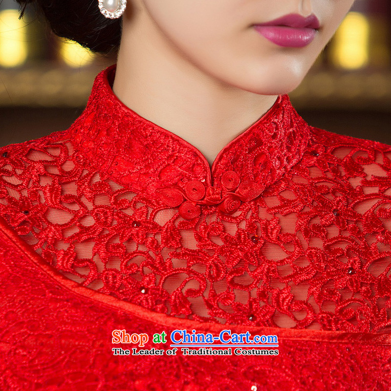 The ink-red 2015 improvements 歆 qipao fall inside the water-soluble Ms. lace crowsfoot skirt Chinese Dress bridal dresses bows chief qipao HY902 red ink 歆 (MOXIN, L) , , , shopping on the Internet