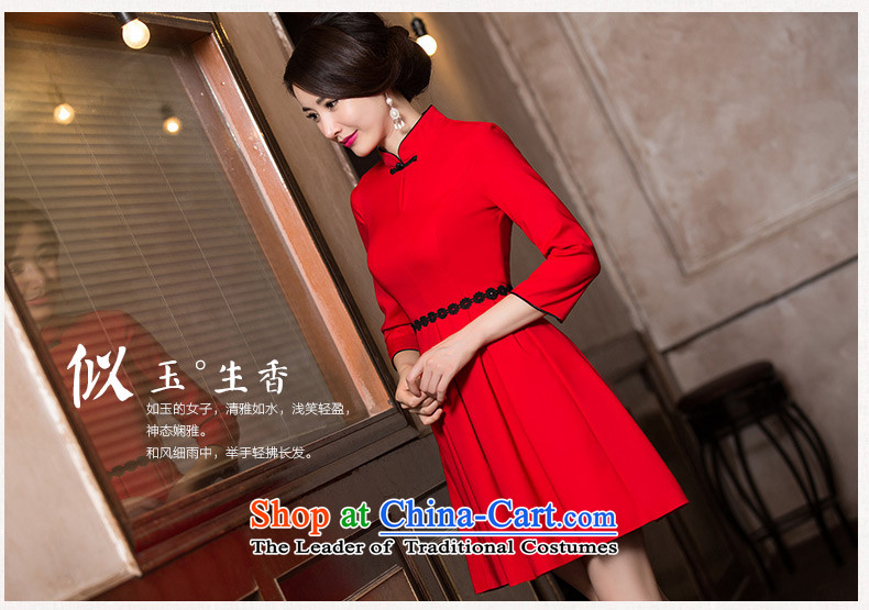In accordance with the wind 2015 ink 歆 improved cheongsam dress female autumn replacing cheongsam dress bride wedding bows services new seven-sleeved cotton HY6088 DARK BLUE XL Photo, prices, brand platters! The elections are supplied in the national character of distribution, so action, buy now enjoy more preferential! As soon as possible.