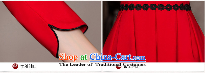 In accordance with the wind 2015 ink 歆 improved cheongsam dress female autumn replacing cheongsam dress bride wedding bows services new seven-sleeved cotton HY6088 DARK BLUE XL Photo, prices, brand platters! The elections are supplied in the national character of distribution, so action, buy now enjoy more preferential! As soon as possible.