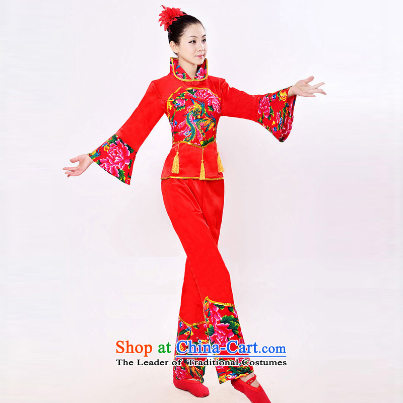 Energy Tifi Li yangko dance performances to women's national costumes theatrical performances waist encouraging fan dance wearing two performances to women go red with plush  XXL chest 3 ft 4 Energy Tifi (mod) has been pressed, fil shopping on the Interne