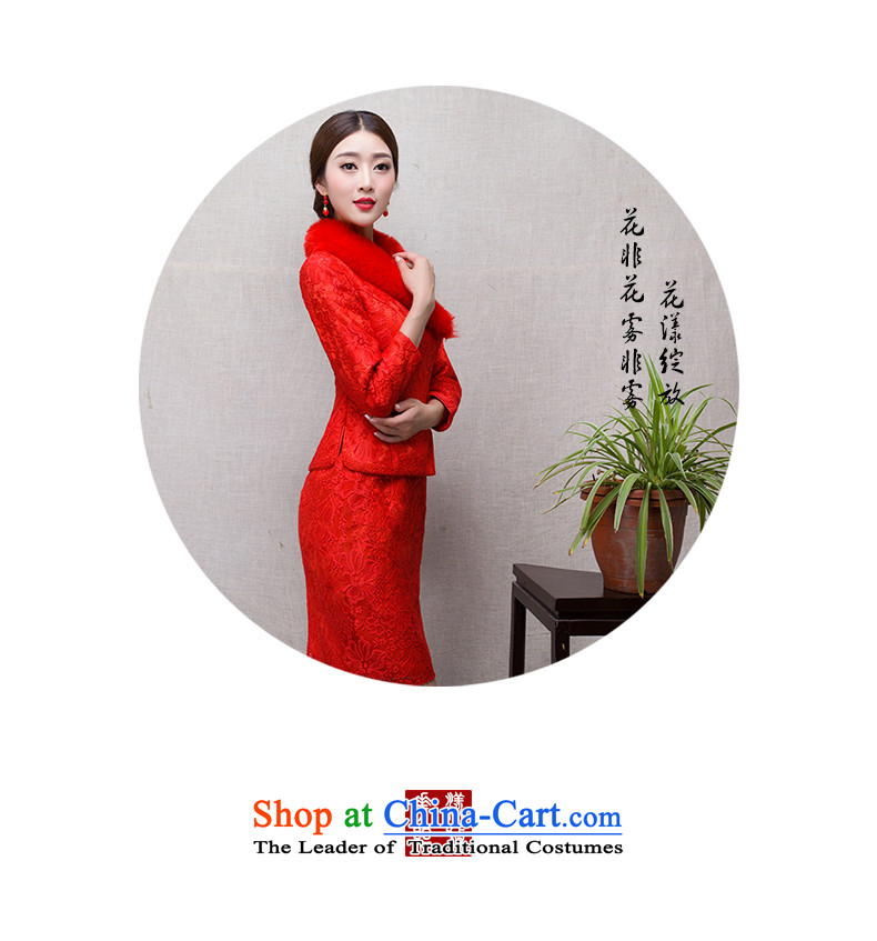 In accordance with the marriage of China love bows services 2015 winter new bride red stylish Chinese Qipao Length of nostalgia for the improvement package and Sau San warm winter Maomao collar short of packaged suite M picture, prices, brand platters! The elections are supplied in the national character of distribution, so action, buy now enjoy more preferential! As soon as possible.