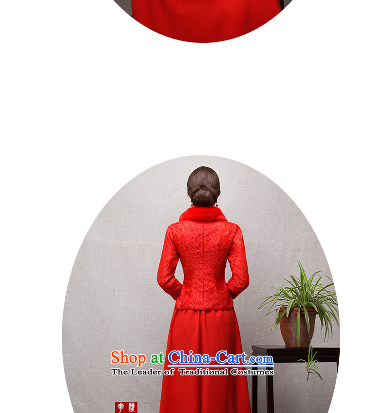 In accordance with the marriage of China love bows services 2015 winter new bride red stylish Chinese Qipao Length of nostalgia for the improvement package and Sau San warm winter Maomao collar short of packaged suite M picture, prices, brand platters! The elections are supplied in the national character of distribution, so action, buy now enjoy more preferential! As soon as possible.