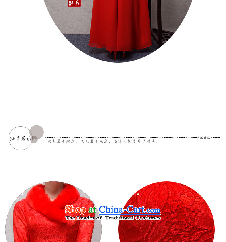 In accordance with the marriage of China love bows services 2015 winter new bride red stylish Chinese Qipao Length of nostalgia for the improvement package and Sau San Chiffon Maomao collar short warm winter) kit S picture, prices, brand platters! The elections are supplied in the national character of distribution, so action, buy now enjoy more preferential! As soon as possible.