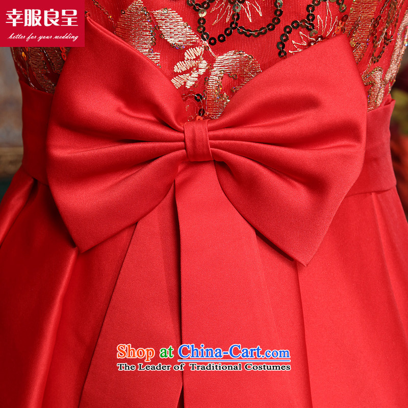 2015 new bride cheongsam red bows to the winter short of modern Chinese wedding dresses improved pregnant women in the wedding dress short-sleeved) , L, a service-leung , , , shopping on the Internet