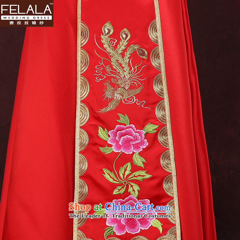 Ferrara 2015 Sau Wo Service New Chinese style wedding marriages wedding dress for winter large red dragon use bows gown S Ferrara wedding (FELALA) , , , shopping on the Internet