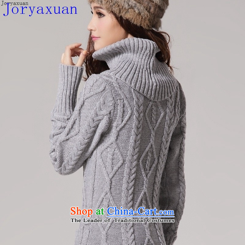 Large autumn and winter joryaxuan female thick high collar kit and retro-ceiling extra long, twist sweater dresses , light gray love Yan (axbaby Bebe) , , , shopping on the Internet
