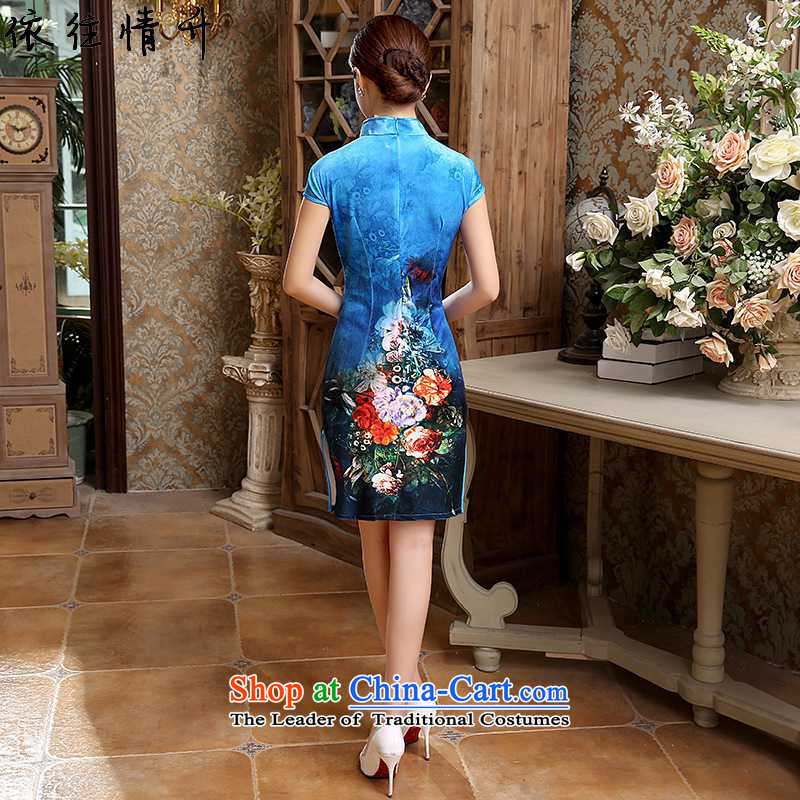 In accordance with the love in a trendy new for women Chinese collar is pressed to improved poster Tang dynasty, Sau San short qipao /TD0048# ancient 2XL, figure in love l , , , shopping on the Internet