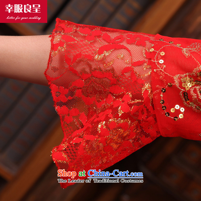 The privilege of serving-leung bows qipao autumn and winter clothing long large chinese red color bride replacing Wedding dress-in sleeve length dress + model with 26 Head Ornaments 2XL, honor services-leung , , , shopping on the Internet