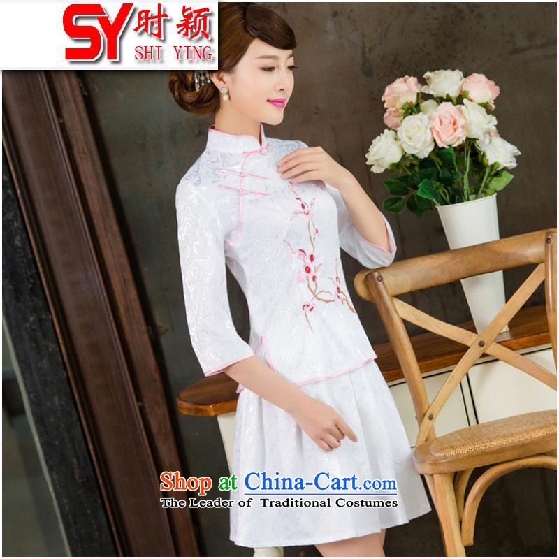 When autumn 2015 Ying new dresses retro style kit in the two-day qipao female 1019 sleeved white XXL, examples (SY) when shopping on the Internet has been pressed.