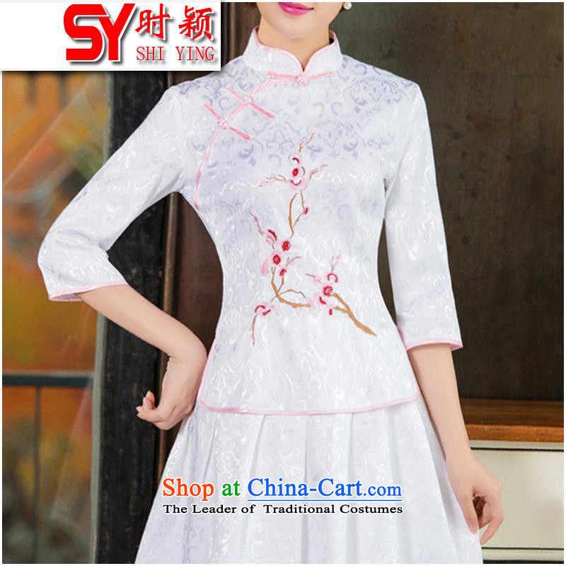 When autumn 2015 Ying new dresses retro style kit in the two-day qipao female 1019 sleeved white XXL, examples (SY) when shopping on the Internet has been pressed.