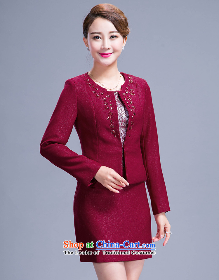 Shop 2015, Ya-ting of older women's new spring and autumn replacing dresses two kits middle-aged moms replacing temperament kit skirt wine red 3XL picture, prices, brand platters! The elections are supplied in the national character of distribution, so action, buy now enjoy more preferential! As soon as possible.