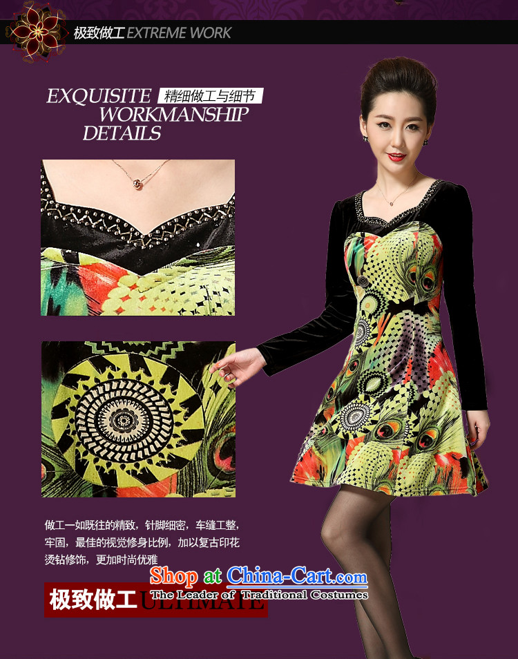Ya-ting shop mother load new autumn 2015) Older women's larger temperament Sau San long-sleeved green velvet Kim XL Photo, prices, brand platters! The elections are supplied in the national character of distribution, so action, buy now enjoy more preferential! As soon as possible.