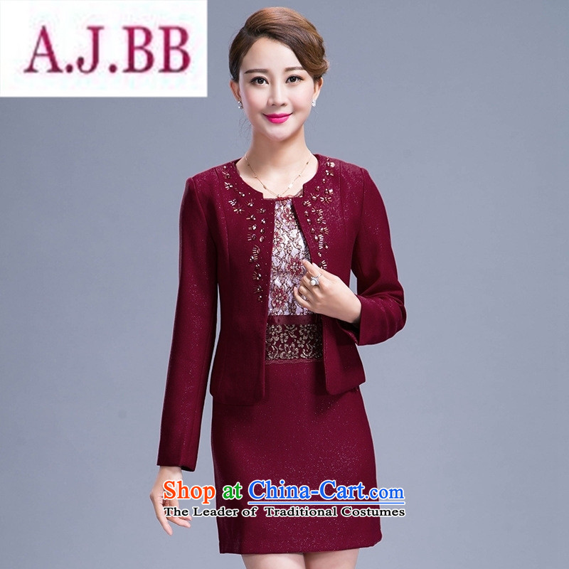 Ms Rebecca Pun and fashion boutiques in older women's 2015 new spring and autumn replacing dresses two kits middle-aged moms replacing temperament kit skirt wine red M,A.J.BB,,, shopping on the Internet