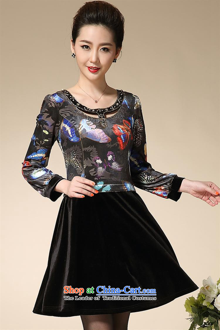 Ms Rebecca Pun stylish shops 2015 Autumn New) Older women's larger mother inserts drill Western Kim long-sleeved black velvet XXL picture, prices, brand platters! The elections are supplied in the national character of distribution, so action, buy now enjoy more preferential! As soon as possible.