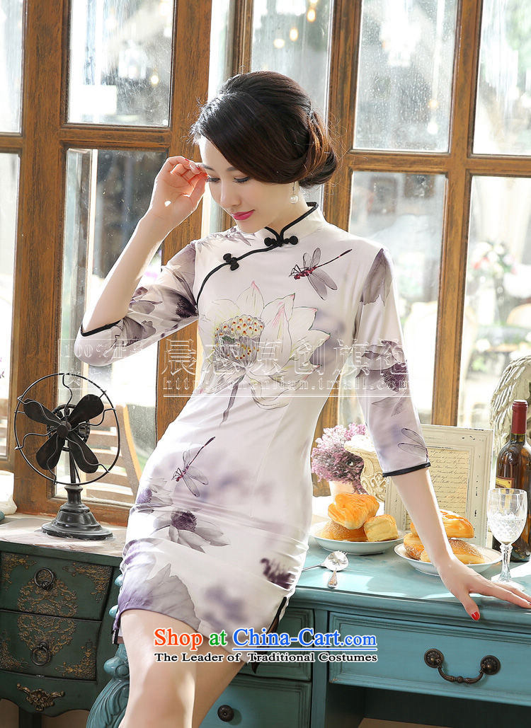 Land 2015 autumn morning cheongsam with retro short, long-sleeved improved stylish herbs extract silk CHINESE CHEONGSAM autumn Light Gray L pictures I should be grateful if you would arrange, prices, brand platters! The elections are supplied in the national character of distribution, so action, buy now enjoy more preferential! As soon as possible.
